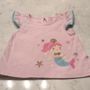 WILLOW AND WYATT MERMAID TEE. S8ZE 3T. PINK, MINT GREEN GOLD